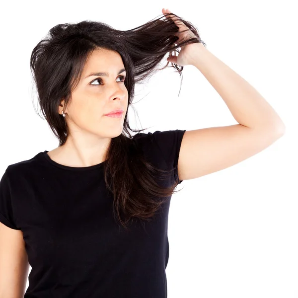 Saç sorunları olan genç kadın — Stok fotoğraf