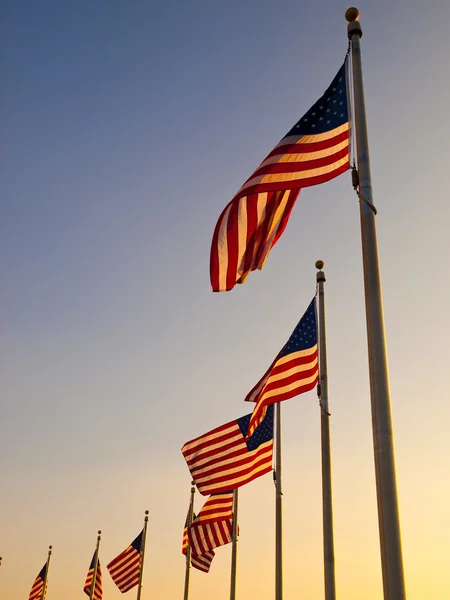 Bandiere USA nel monumento di Washington — Foto Stock