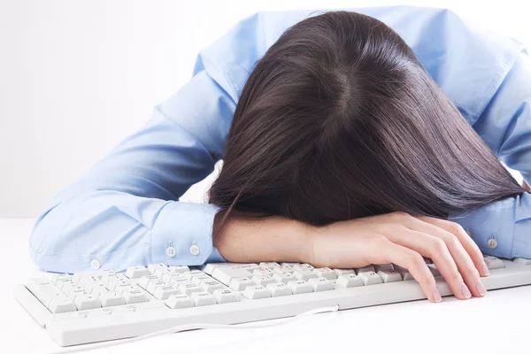 Woman tired at work — Stock Photo, Image