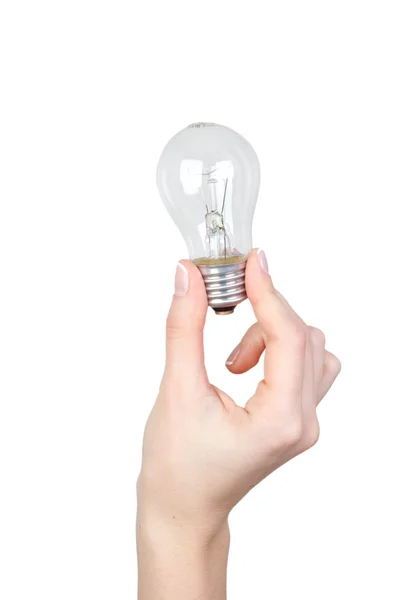 Stock image Woman holding light bulb