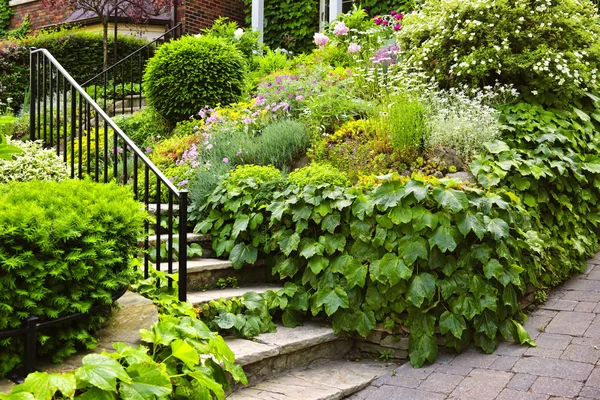Natural stone garden stairs — Stock Image Natural stone garden stairs Stock Photo