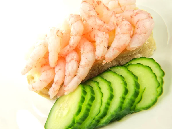 Shrimp sandwich, cucumber — Stock Photo, Image