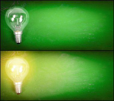 Lightbulb over green background clipart