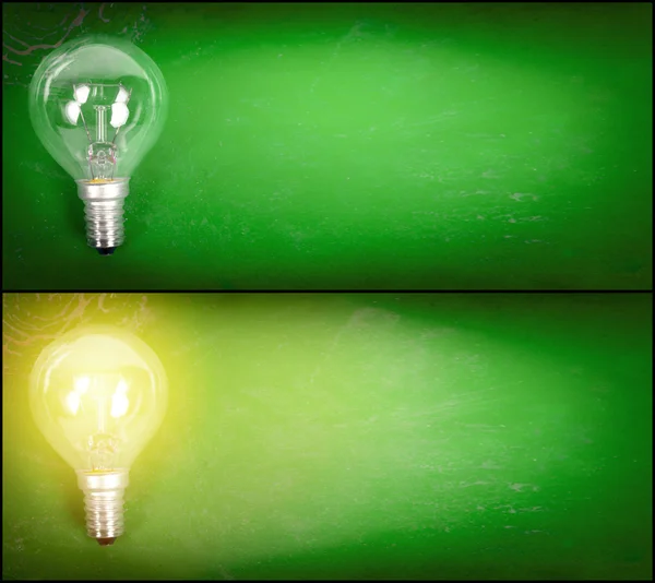 Stock image Lightbulb over green background