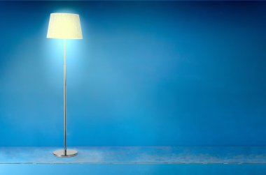 Floor electric lamp over blue clipart