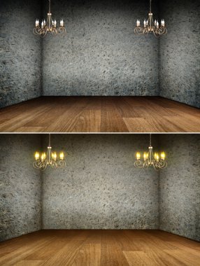 Chandelier in grunge interior | Background clipart