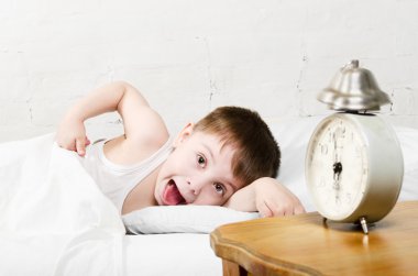 Boy waking up clipart