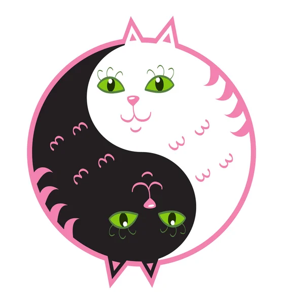 Schattige katten yin yang — Stockvector