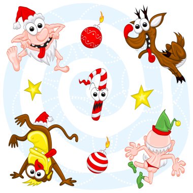 Crazy christmas set clipart