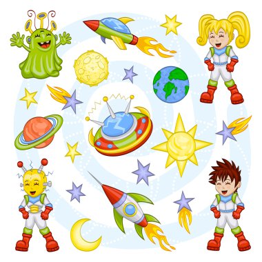 Cartoon outer space set clipart