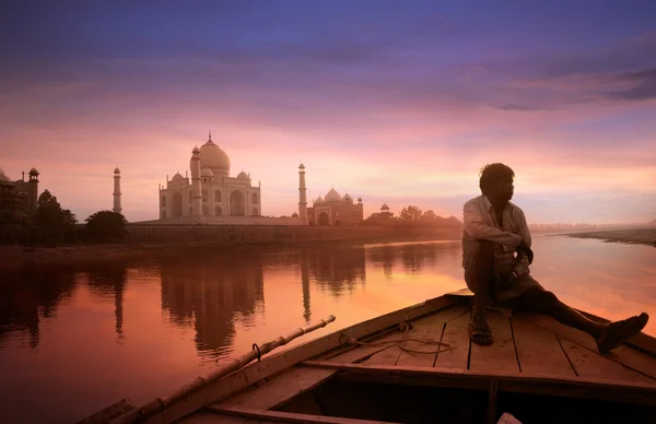 Taj Mahal ao pôr do sol Imagens De Bancos De Imagens