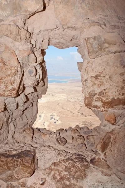 Porthole di reruntuhan Masada — Stok Foto