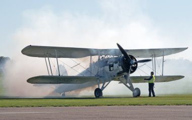 Fairey Swordfish starts its engine clipart