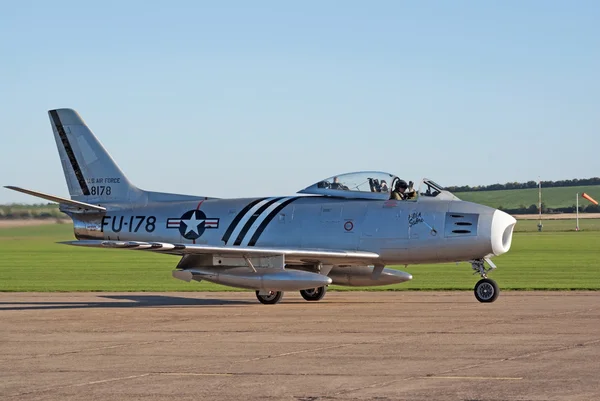 stock image F-86A Sabre taxis for takeoff