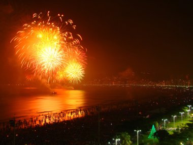 Fireworks on the beach clipart