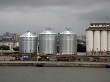 Grain silos in the port of Santos, Brazil clipart