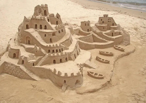Sand castle in brazilian beach — Stock Photo, Image