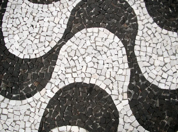 Traditional sidewalk pattern in brazil with portuguese stones — Stock Photo, Image