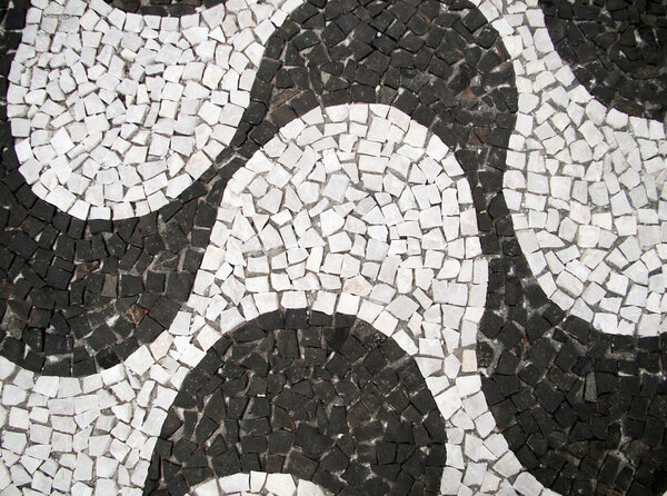 Traditional sidewalk pattern in brazil with portuguese stones