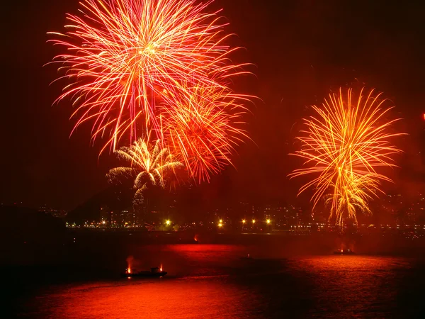 Feuerwerk am Strand lizenzfreie Stockbilder