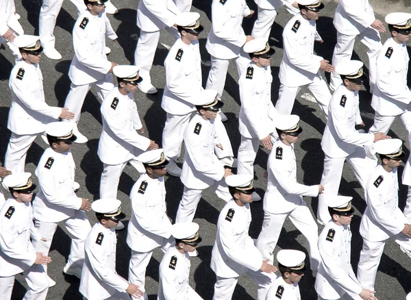 stock image Brazilian military parade marching on the street