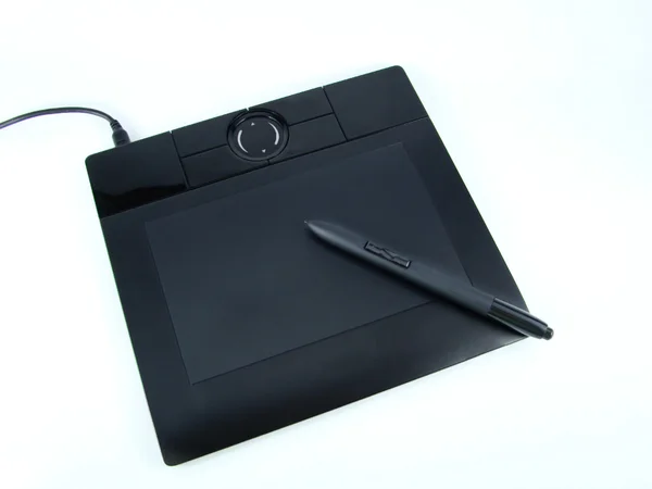 Pen-Tablet-Tool für Designarbeiten isoliert auf Weiß Stockbild