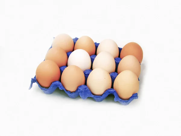 Grup mavi bir yumurta kabuğu üzerinde yumurta — Stok fotoğraf