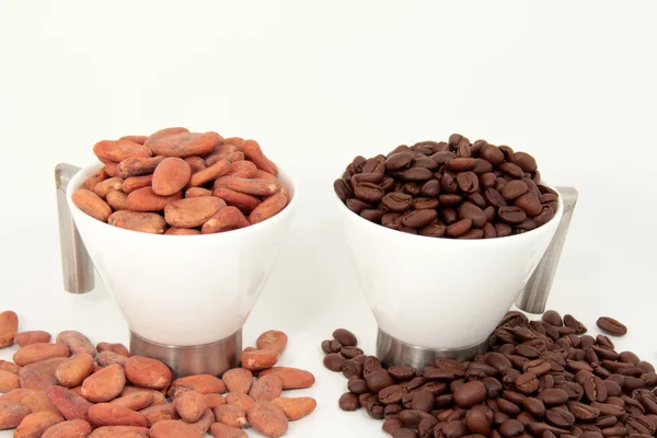 咖啡和可可豆 — 图库照片