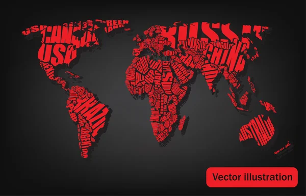 Världskarta ritad av typografi — Stock vektor
