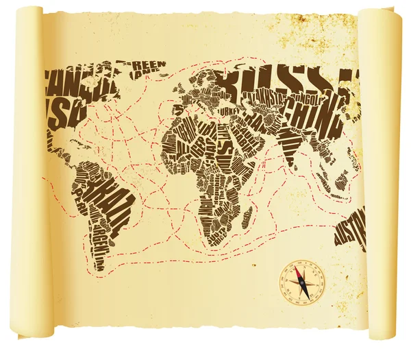 stock vector World map drawn by typography