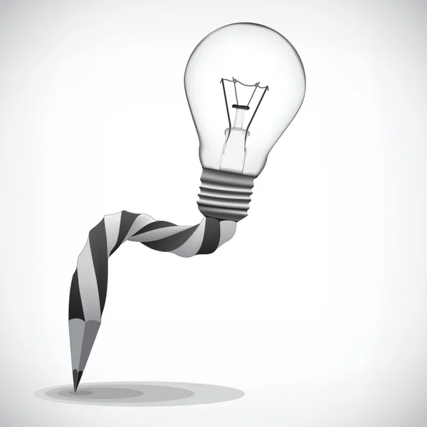 鉛筆と電球、アイデアの概念 — ストックベクタ