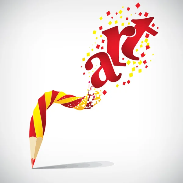 Crayon créatif avec isolat d'art rouge sur blanc — Image vectorielle