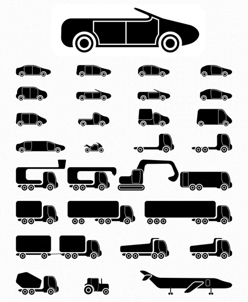Symbolbild setzt Fahrzeuge — Stockvektor