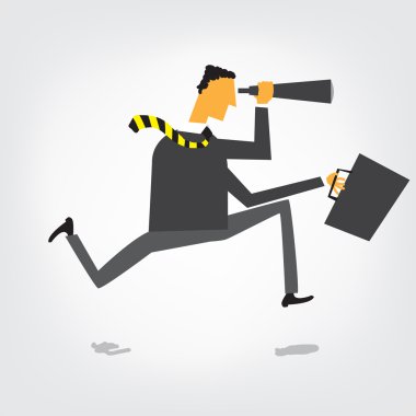 Businessman running and looking for clipart