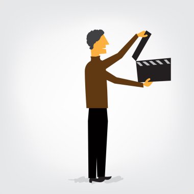 Man with clapperboard clipart