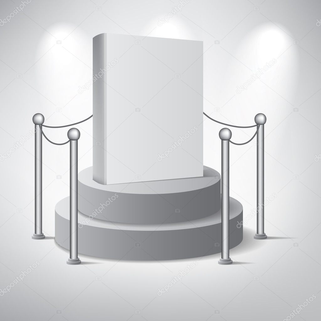 White podium on grey background