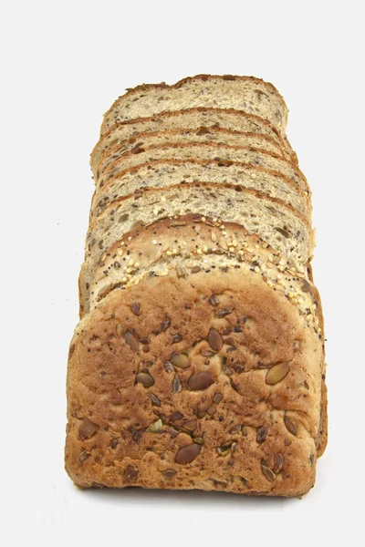 Seeded bread - sliced and lined up — Stock Photo, Image