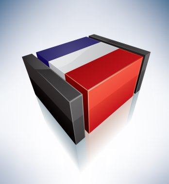 3D flag of French Republic clipart