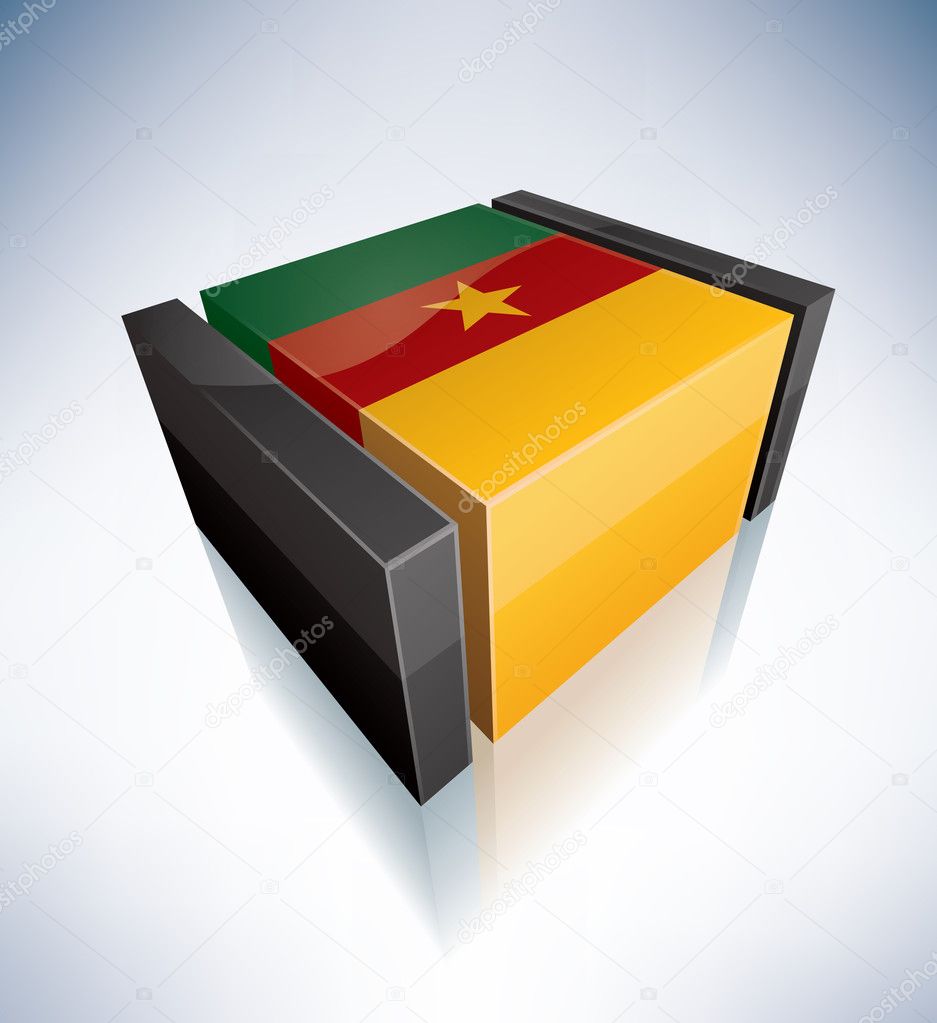 Three-dimensional Flag of Africa: Republic of Cameroon (part of the 3D Flags Icons Set artwork set saved as an Adobe Illustrator version 10 EPS file fo