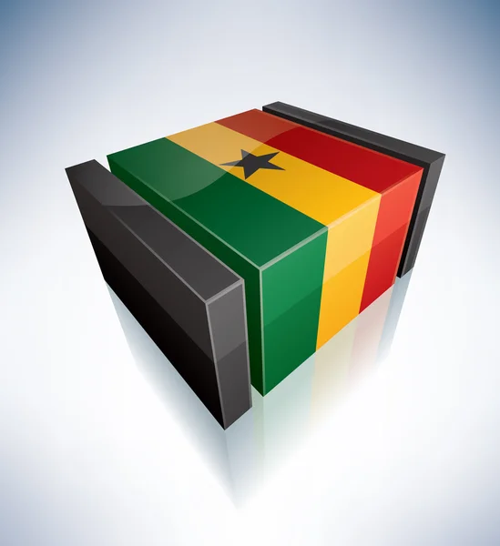 3D flagga ghana — Stockfoto