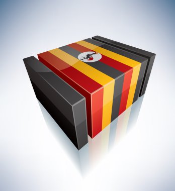 3D flag of Uganda clipart