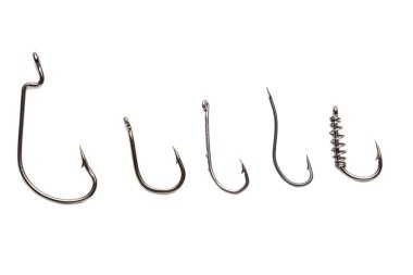 Fishing hooks on white clipart