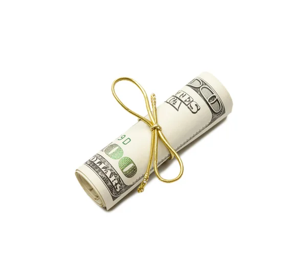 Money roll gift — Stock Photo, Image