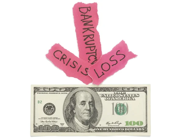 Dollar mit Krise, Verlust, Konkurs — Stockfoto