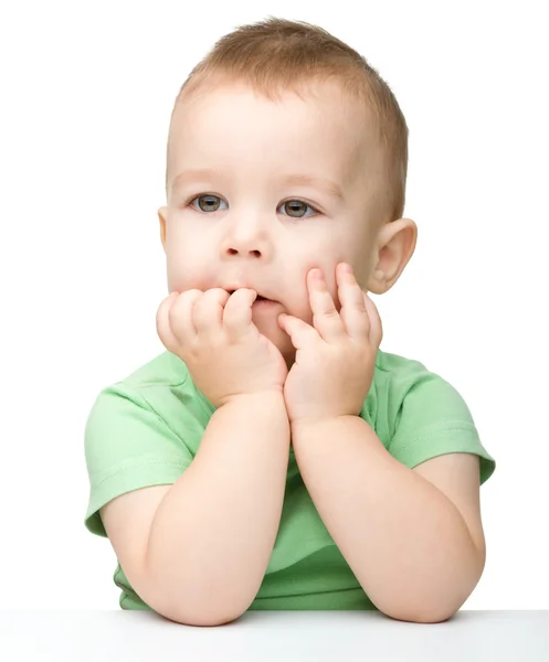 Portrait of a cute and pensive little boy — Stock Photo, Image