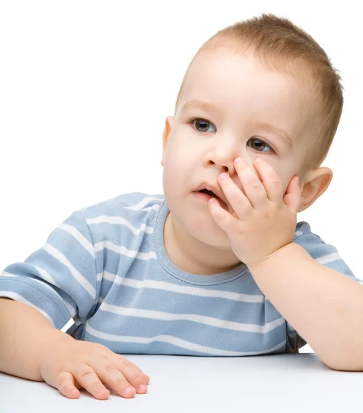 Portrait of a cute and pensive little boy — Stock Photo, Image