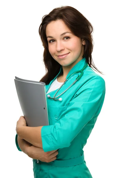 Portrait of a happy young woman doctor — Stock Photo, Image