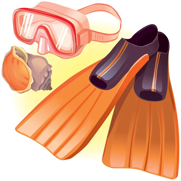 Accessoires pour plongée — Image vectorielle