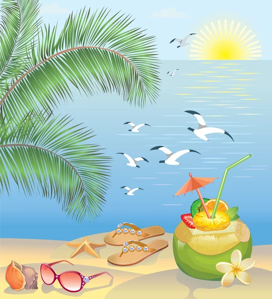 Verão praia paisagem —  Vetores de Stock