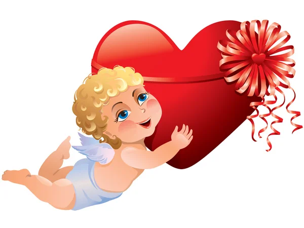 Cupid ger hjärtat — Stock vektor
